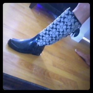 Coach CC Logo rain boots EUC